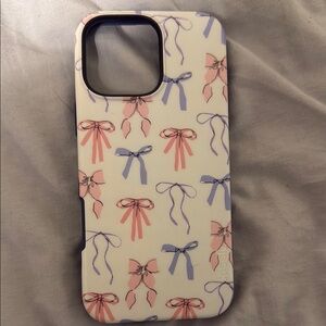 Patterned Phone Case with Bows 16 pro max